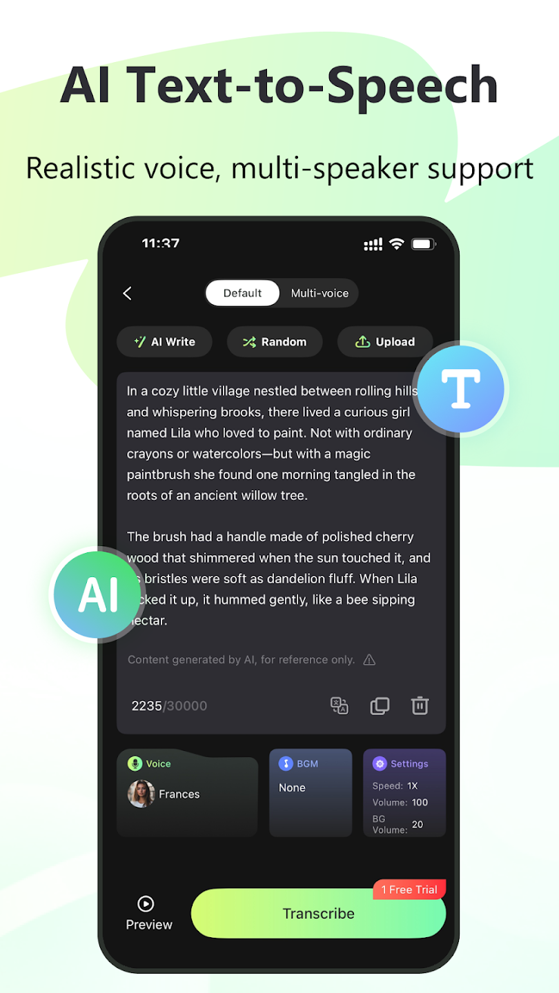 AI Speech to text: Transcribe
