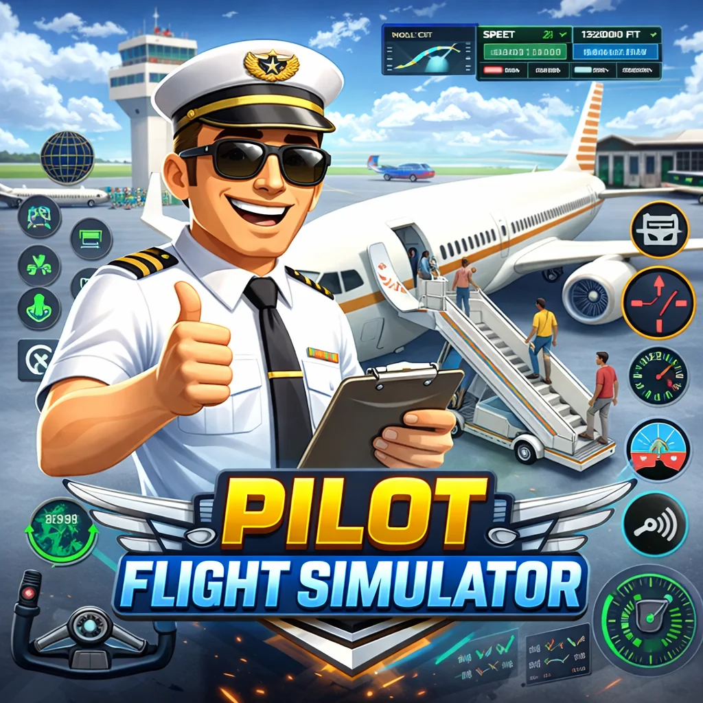 تحميل لعبة Pilot Flight Simulator Offline مهكرة احدث اصدار للاندرويد APK